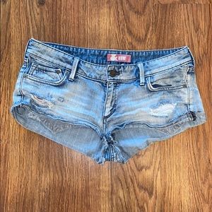 H&M ripped low rise jean short shorts
